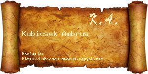 Kubicsek Ambrus névjegykártya